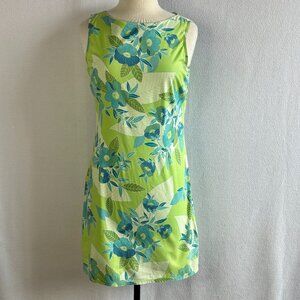 Green Sleeveless Floral Summer Shift Dress